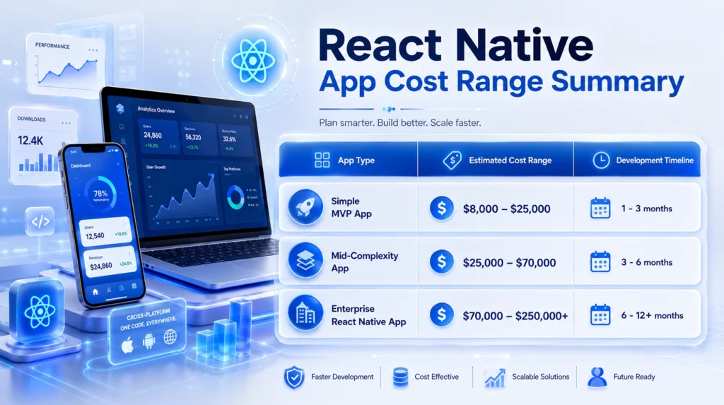 React Native App Cost Range Summary