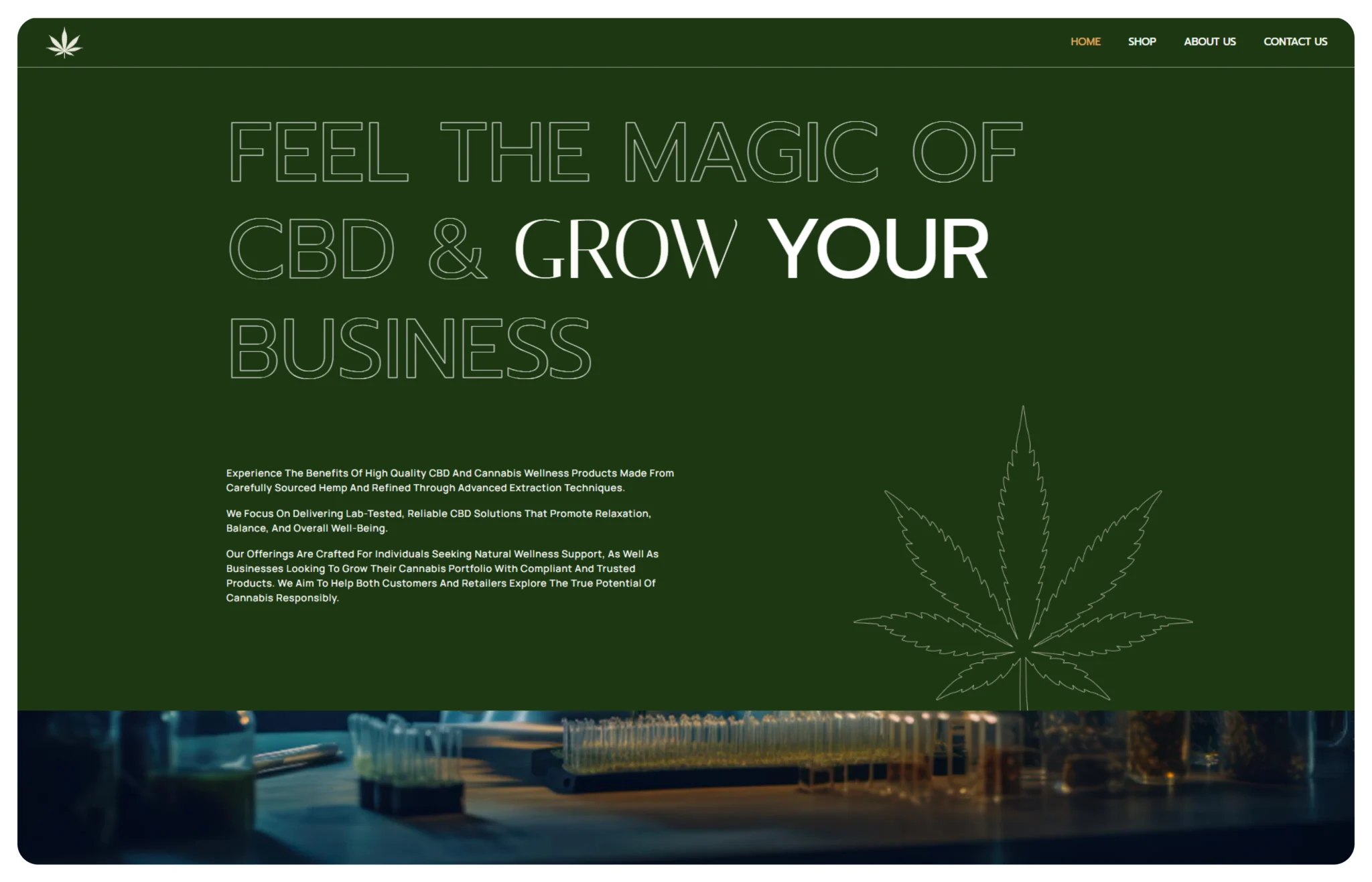 Cannabis Health Store design screen 1