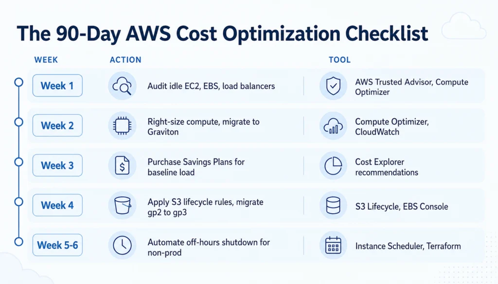 The 90-Day AWS Cost Optimization Checklist