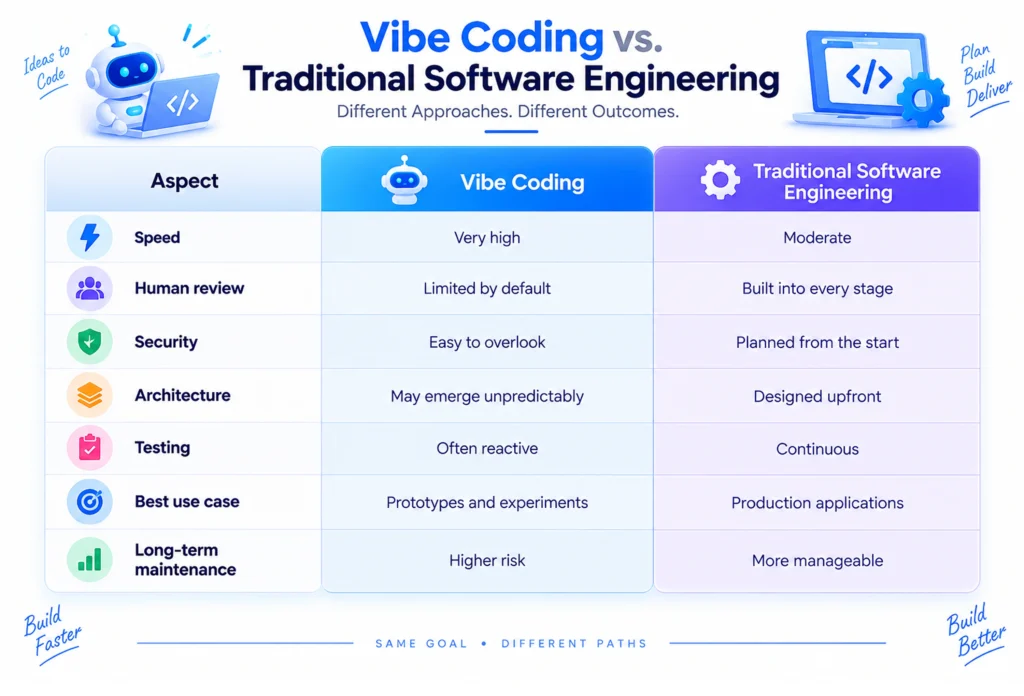 Vibe Coding vs. Traditional Software Engineering